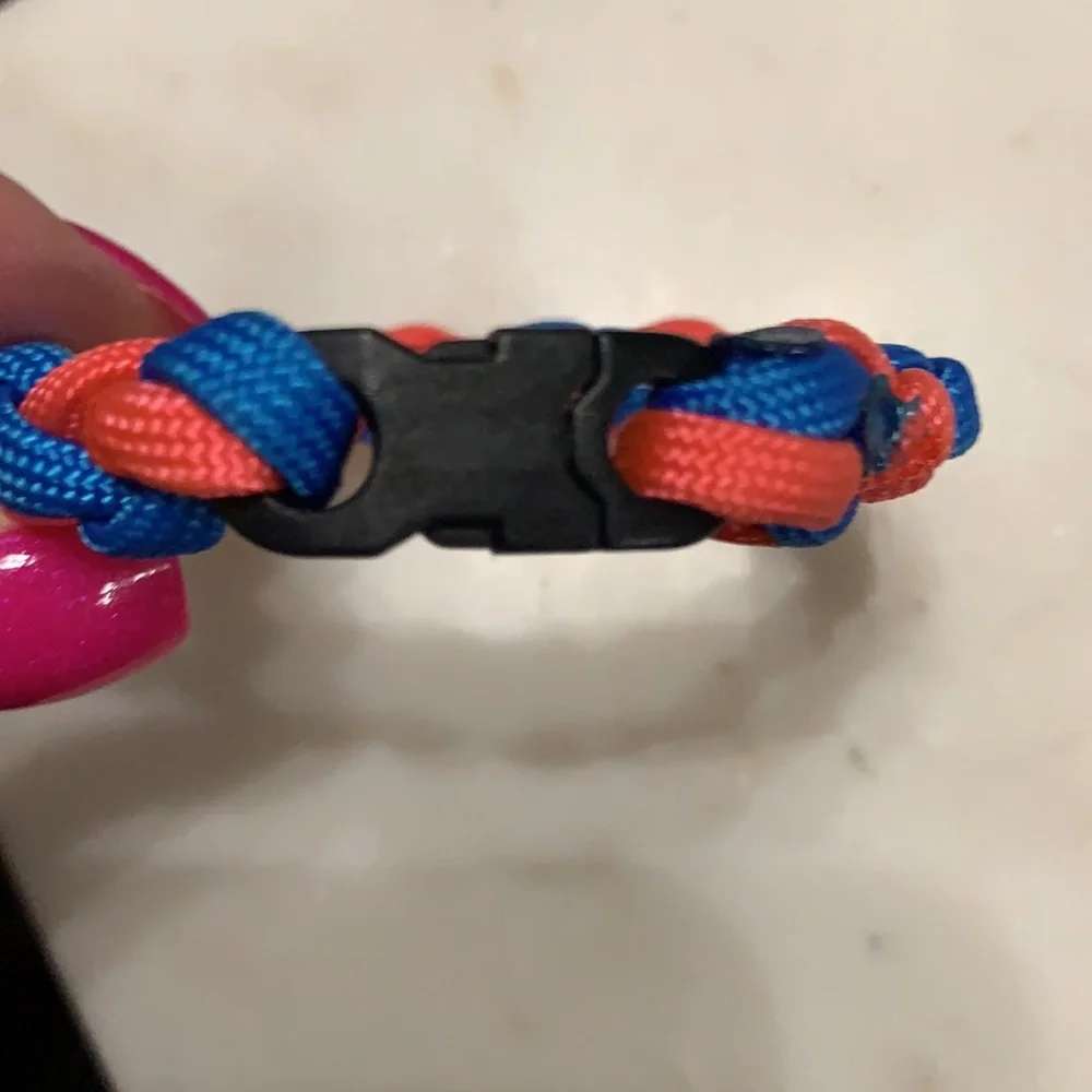 Pink and blue woven Paracord bracelet